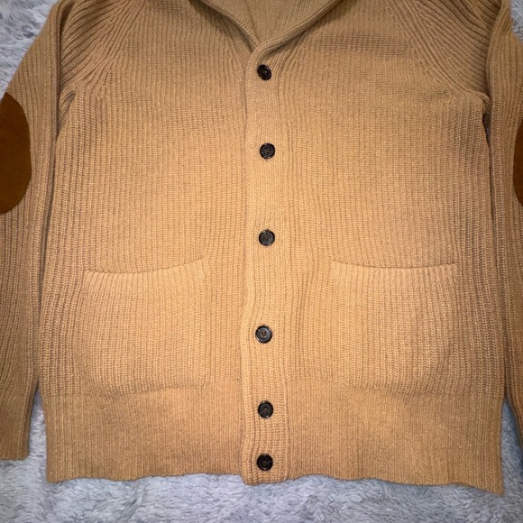 Club Monaco Mens M Shawl Collar Cardigan Sweater Italian Wool Elbow Patches $348 - Picture 5 of 13